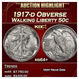 1917-d Obverse Walking Liberty Half Dollar 50c ms6