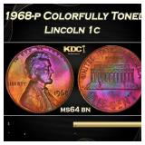 PCGS 1968-p Lincoln Cent Colorfully Toned 1c ms64