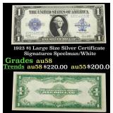1923 $1 large size Silver Certificate Grades Choic