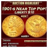 1901-s Gold Liberty Eagle Near Top Pop! $10 ms66+