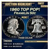 1960 Proof Franklin Half Dollar TOP POP! 50c pr69