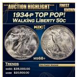 1934-p Walking Liberty Half Dollar TOP POP! 50c ms