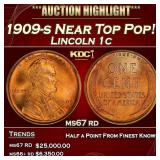 1909-s Lincoln Cent Near Top Pop! 1c ms67 rd SEGS