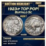 1923-p Buffalo Nickel TOP POP! 5c ms68 SEGS
