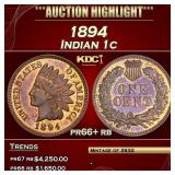 1894 Proof Indian Cent 1c pr66+ rb SEGS
