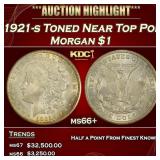 1921-s Morgan Dollar Toned Near Top Pop $1 ms66+ S