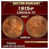 1915-p Lincoln Cent 1c ms66 rd SEGS