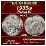 1935-s Peace Dollar $1 ms65 SEGS