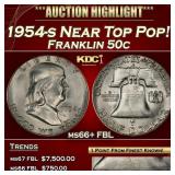 1954-s Franklin Half Dollar Near Top Pop! 50c ms66