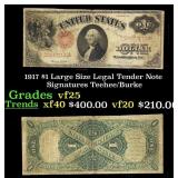 1917 $1 Large Size Legal Tender Note Grades vf+ Si