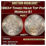 1883-p Morgan Dollar Toned Near Top Pop! $1 ms67+