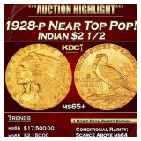 1928-p Gold Indian Quarter Eagle Near Top Pop! $2
