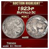 1923-p Buffalo Nickel 5c ms66 SEGS
