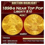 1898-s Gold Liberty Eagle Near Top Pop $10 ms65+ S