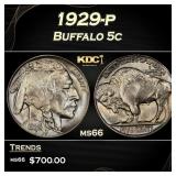 1929-p Buffalo Nickel 5c Grades ms66