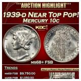 1939-d Mercury Dime Near Top Pop! 10c ms68+ FSB SE