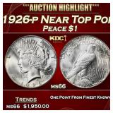 1926-p Peace Dollar Near Top Pop $1 ms66 SEGS