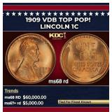 1909 VDB Lincoln Cent TOP POP! 1c ms68 rd SEGS
