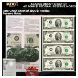 Scarce Uncut Sheet of 4x 1976 $2 Bicentennial Fede