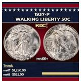 1937-p Walking Liberty Half Dollar 50c ms66+ SEGS