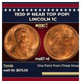 1930-p Lincoln Cent Near Top Pop! 1c ms67 rd SEGS