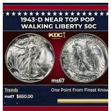 1943-d Walking Liberty Half Dollar Near Top Pop 50