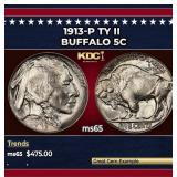 1913-p Ty II Buffalo Nickel 5c Grades GEM Unc