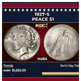 1927-s Peace Dollar $1 ms64 SEGS