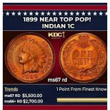 1899 Indian Cent Near Top Pop! 1c ms67 rd SEGS