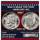 1945-s Mercury Dime Near Top Pop! 10c ms67+ fsb SE
