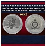 2023  Disney Micky Mouse & Donald Duck 1oz .999 Si