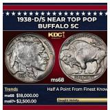 1938-d/s Buffalo Nickel Near Top Pop 5c ms68 SEGS