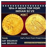 1914-p Gold Indian Quarter Eagle Near Top Pop! $2