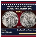 1944-p Walking Liberty Half Dollar Near Top Pop 50