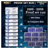 1999-2008 Proof Set Run - 109 Coins, Full 50 State