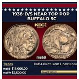 1938-d/s Buffalo Nickel Near Top Pop 5c ms68 SEGS