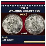 1937-p Walking Liberty Half Dollar 50c Grades GEM+