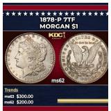 1878-p 7tf Morgan Dollar $1 Grades Select Unc