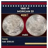 1881-p Morgan Dollar $1 Grades Choice Unc