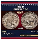 1916-d Buffalo Nickel 5c ms65 SEGS
