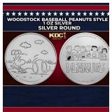Woodstock Baseball Peanuts Style - 1 oz Silver Rou