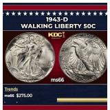 1943-d Walking Liberty Half Dollar 50c Grades GEM+