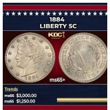 1884 Liberty Nickel 5c ms65+ SEGS