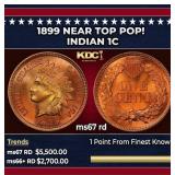 1899 Indian Cent Near Top Pop! 1c ms67 rd SEGS