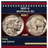 1937-s Buffalo Nickel 5c Grades GEM+ Unc