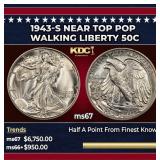 1943-s Walking Liberty Half Dollar Near Top Pop 50