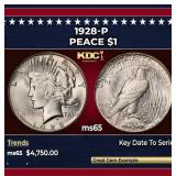 1928-p Peace Dollar $1 ms65 SEGS