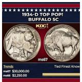 1934-d Buffalo Nickel TOP POP! 5c ms67 SEGS