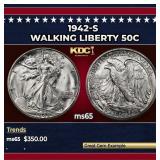 1942-s Walking Liberty Half Dollar 50c Grades GEM