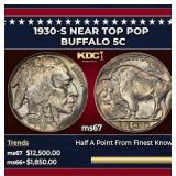 1930-s Buffalo Nickel Near Top Pop 5c ms67 SEGS